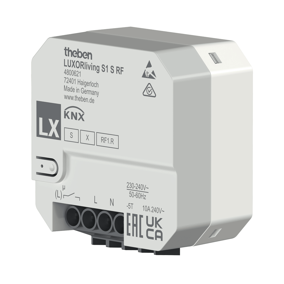 Theben 4800621 LUXORliving S1 S RF, 1-fach Funk-Schaltaktor, Verschlüsselte Funk-Kommunikation