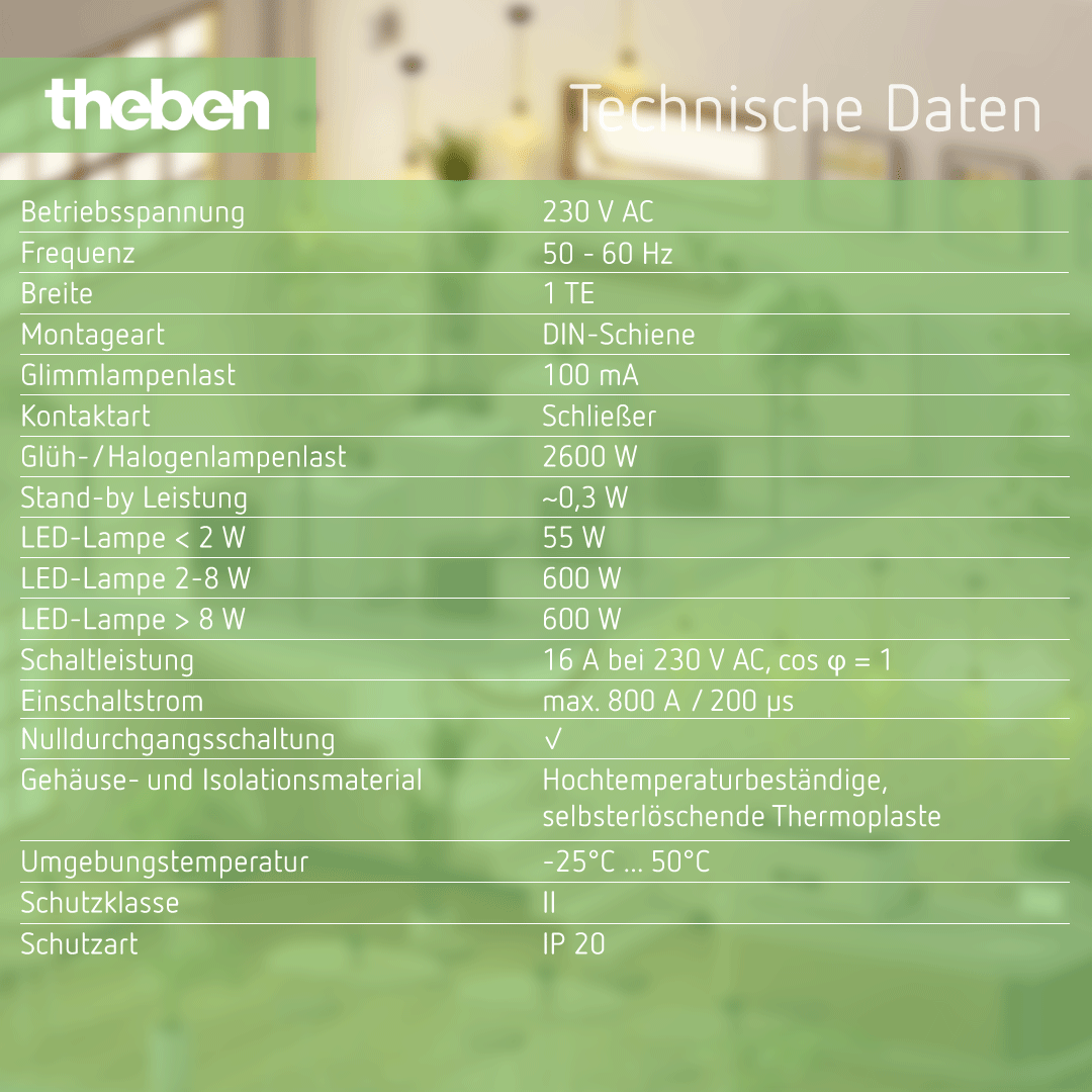 Datenblatt Theben OKTO ES12-230 – Elektronischer Stromstoßschalter, 1 Kanal/Kontakt, technische Details