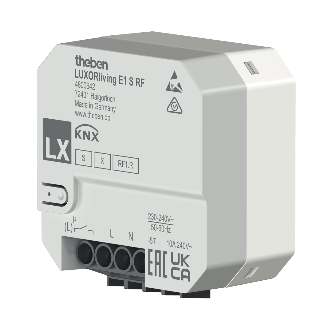 Theben 4800462 LUXORliving E1 S RF, 1-fach Funk-Aktor für Elektroheizungen, Unterputz, Elektroheizungen mit hoher Schaltleistung