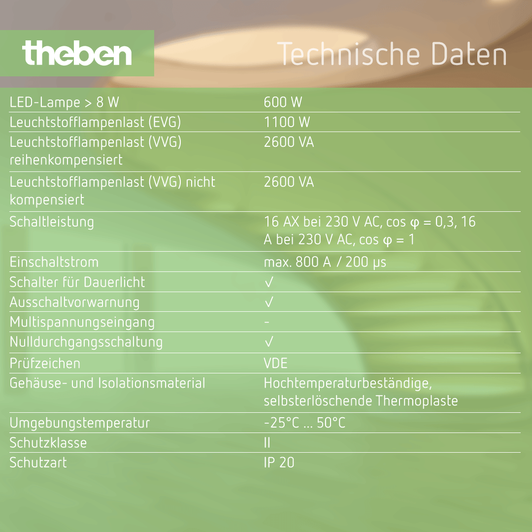 Datenblatt für Theben ELPA 6 plus Treppenlicht-Zeitschalter mit 10 Funktionen und Frontbedienung