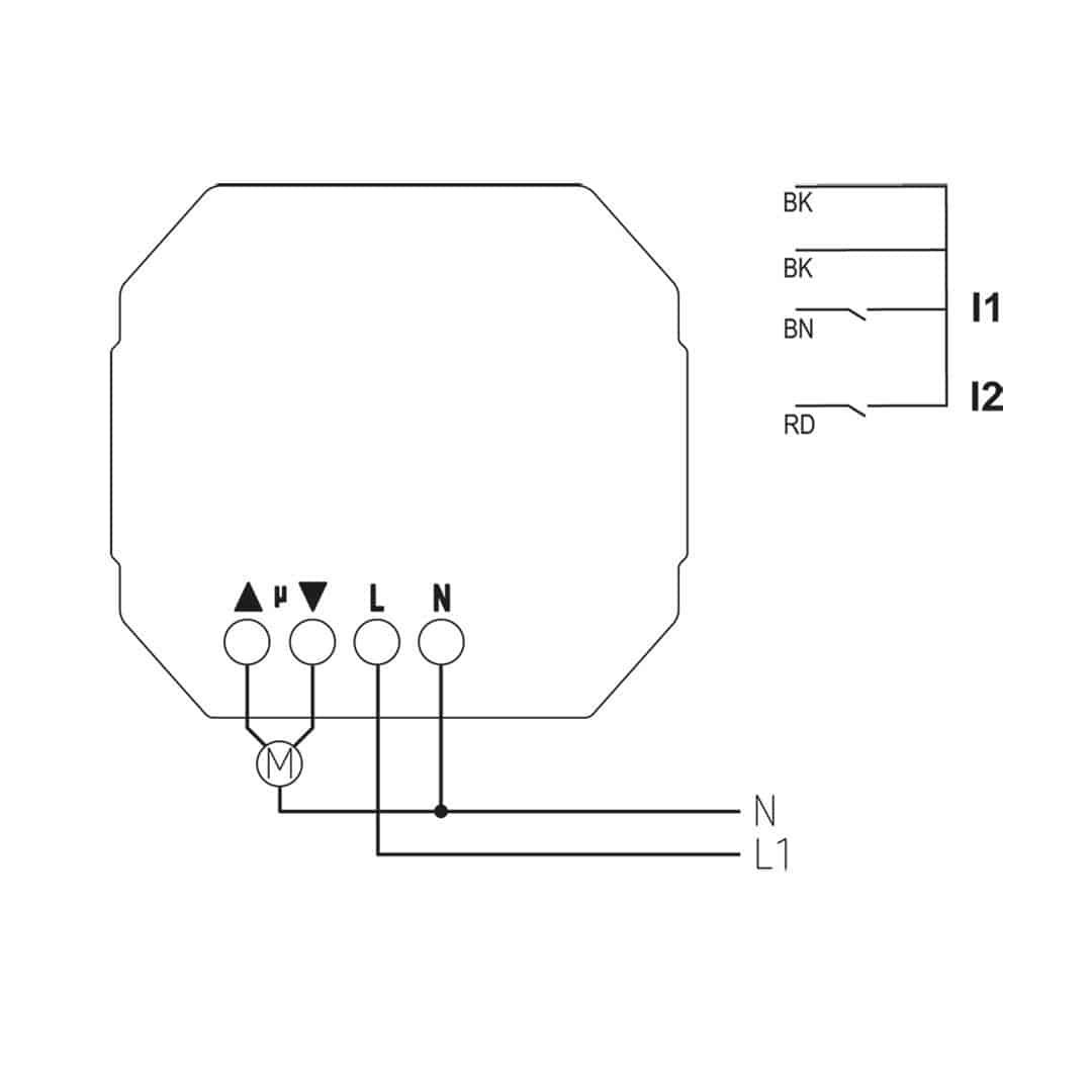 Theben 4800651 LUXORliving J1 S RF, 1-fach Funk-Jalousieaktor Unterputz, Verschlüsselte Funk-Kommunikation, Steuern von Sonnenschutzeinrichtungen