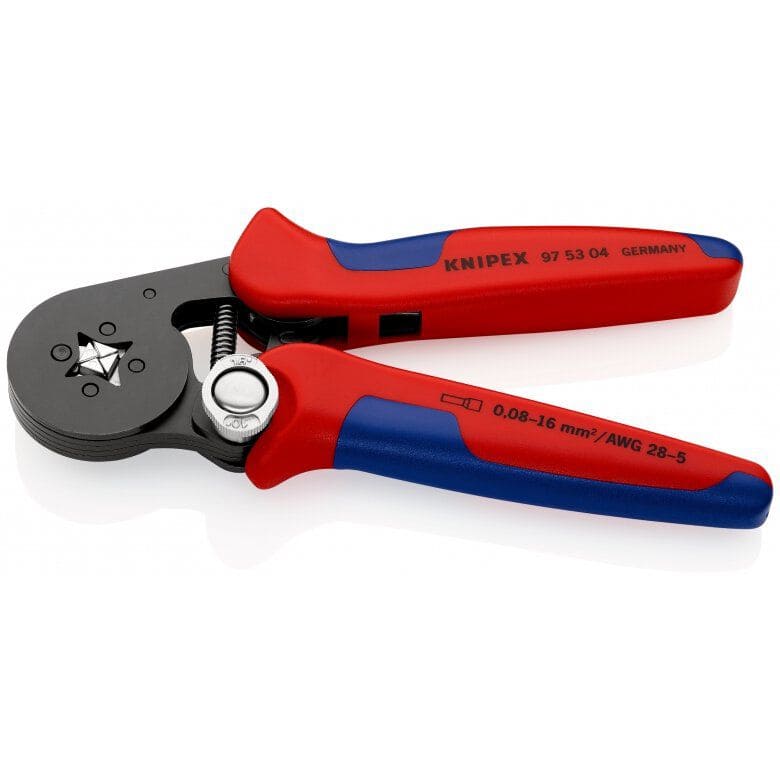 KNIPEX 975304 Selbsteinstellende Crimpzange für Aderendhülsen, mit Seiteneinführung, 0,08 - 10/16 mm²