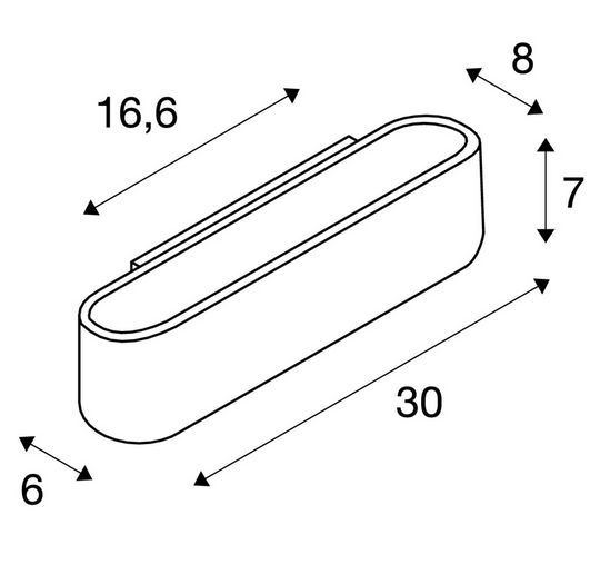 SLV 151410 OSSA 300, Wandleuchte, QT-DE12, oval, up/down, L/B/H 30/8/6,5 cm, max. 120W