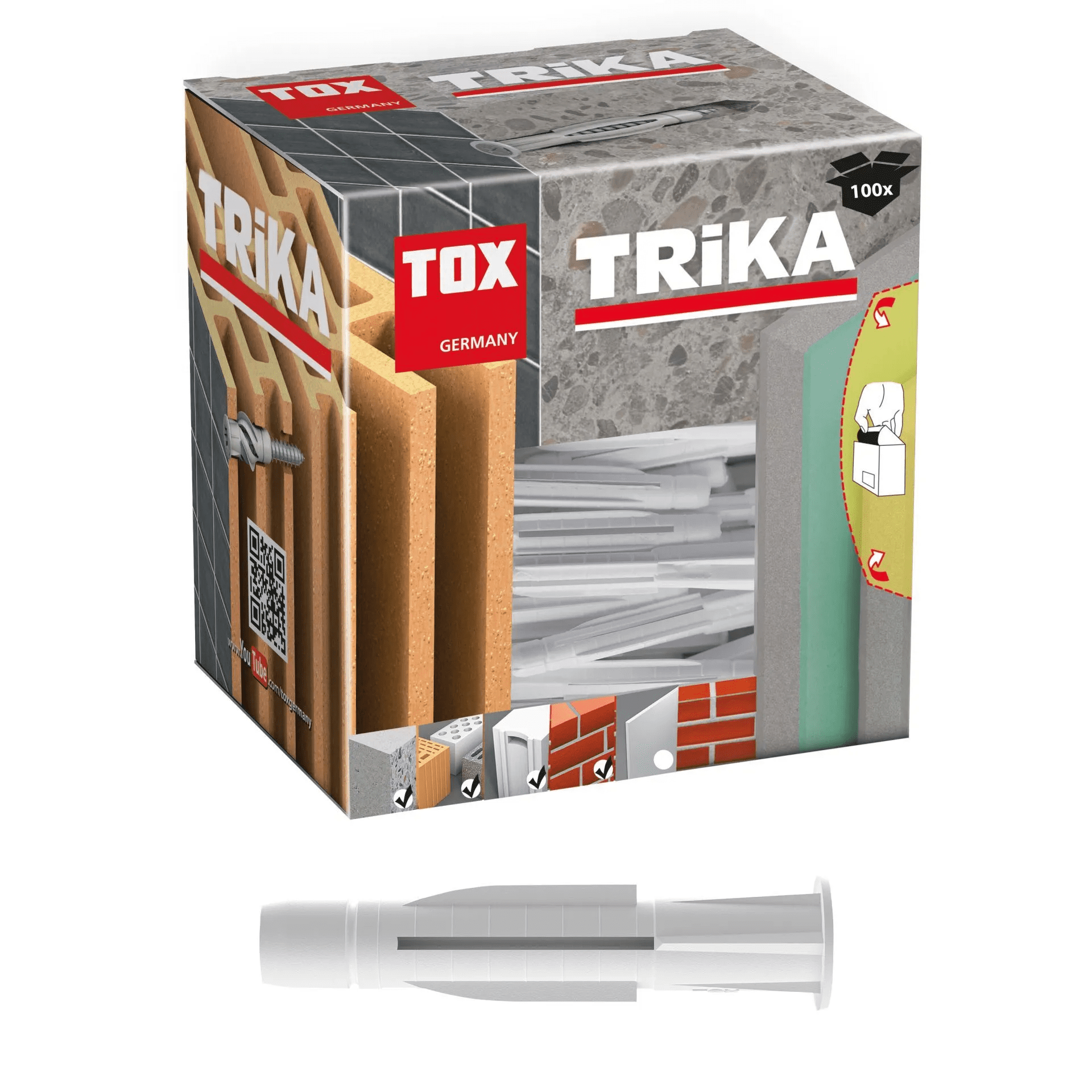 TOX 011100061 Allzweckdübel Trika, 6/51mm, weiß, VPE mit 100 Stück