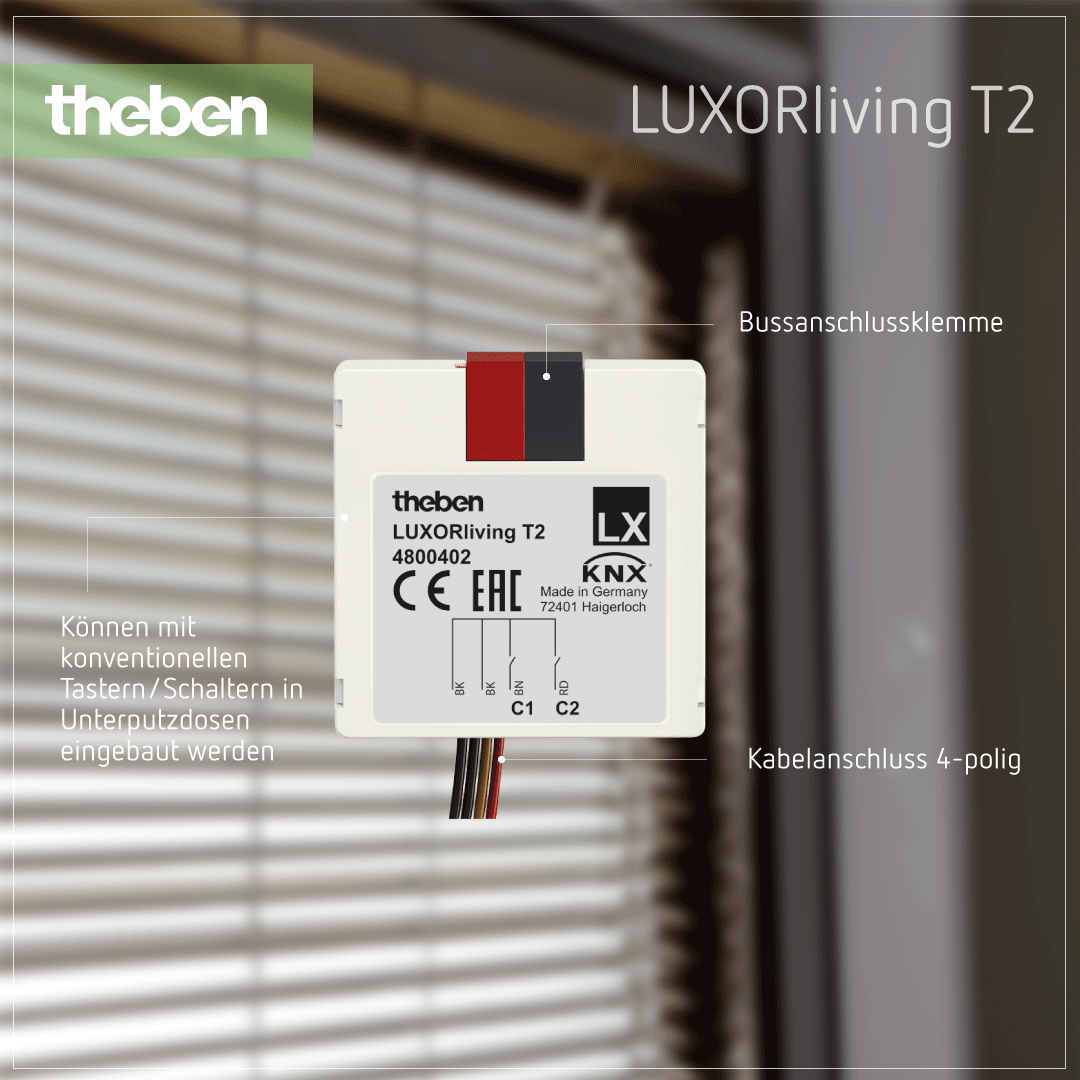 Produktdetails zur LUXORliving T2 Tasterschnittstelle für die Bedienung von elektrischen Geräten