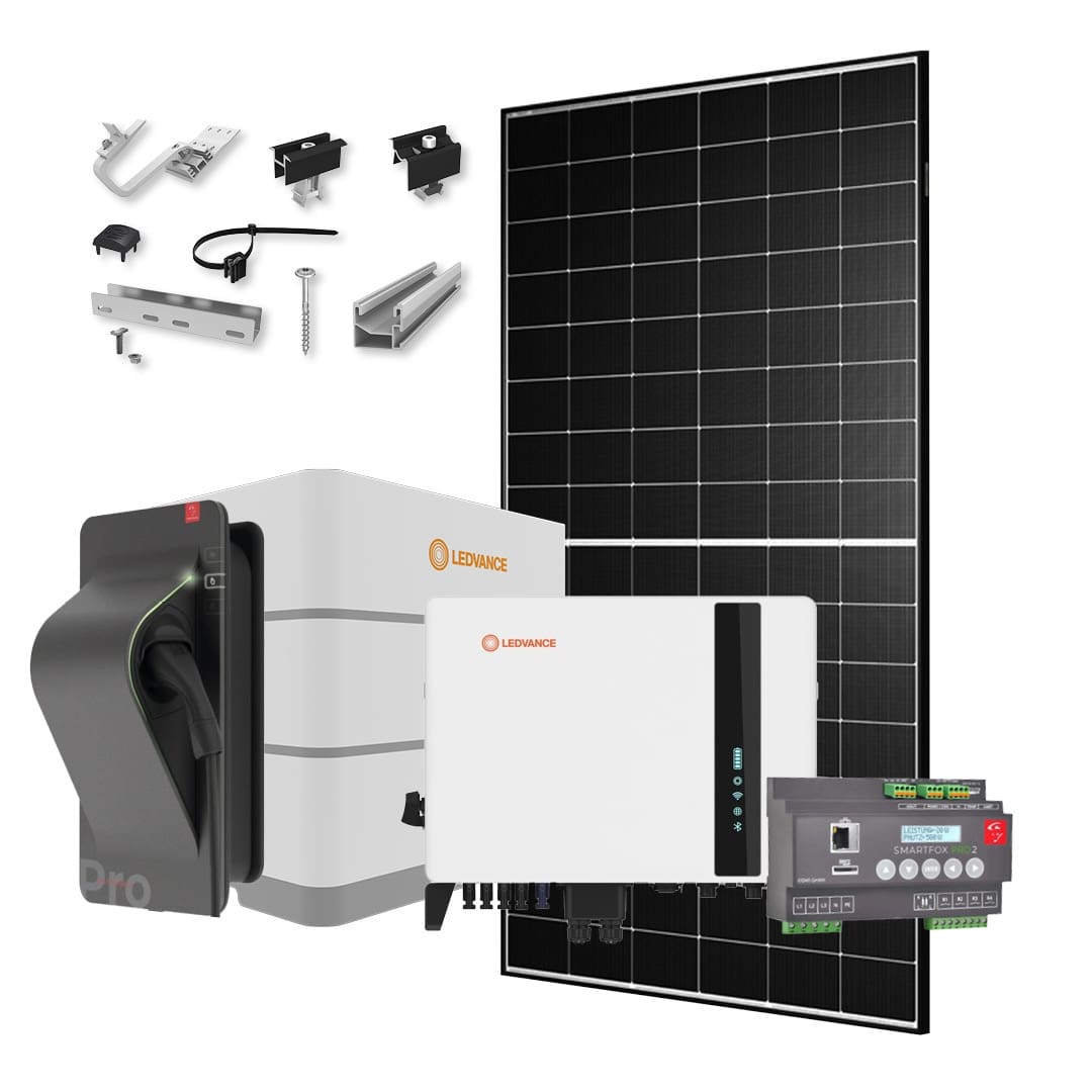 LEDVANCE/K2/SMARTFOX E24-PV-SET4-LLLKSS-6.675 Energiemanagement-PV-Anlage 6,675 kWp für optimale Eigenverbrauchsquote + Unterkonstruktion Schrägdach und Wallbox