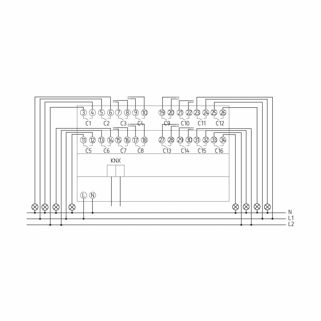 Theben 4800429 LUXORliving S16, 16-fach Schaltaktor, Schaltfunktionen Ein/Aus, Impuls, Ein/Aus-Verzögerung, Treppenlicht mit Vorwarnung