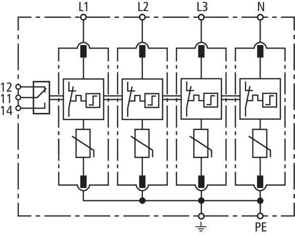 Dehn + Söhne 952408 Überspannungsableiter Typ 2 DEHNguard M 4-polig für TN-S-Systeme