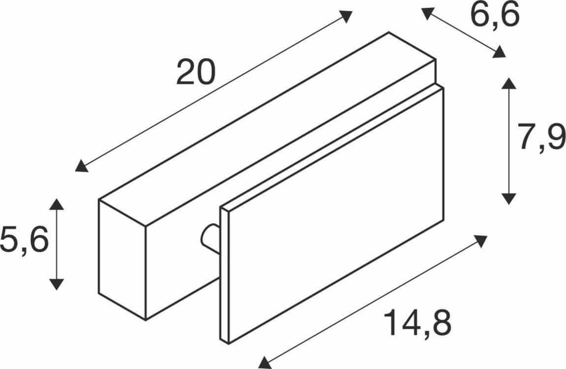 SLV 1000614 MANA, Wandleuchte, LED, 2000K-3000K Dim to Warm, B/H/T 20/7,9/6,6 cm exkl. Abdeckung