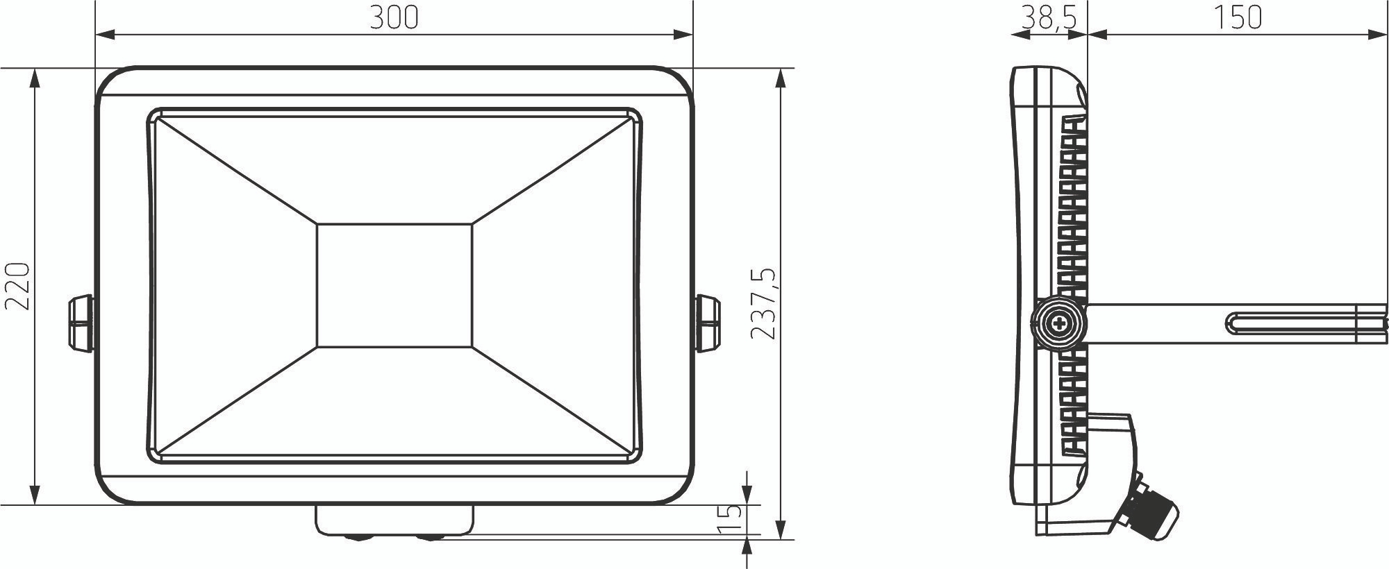 Theben 1020688 theLeda B50L BK LED-Strahler für Wandmontage, 50 Watt, schwarz