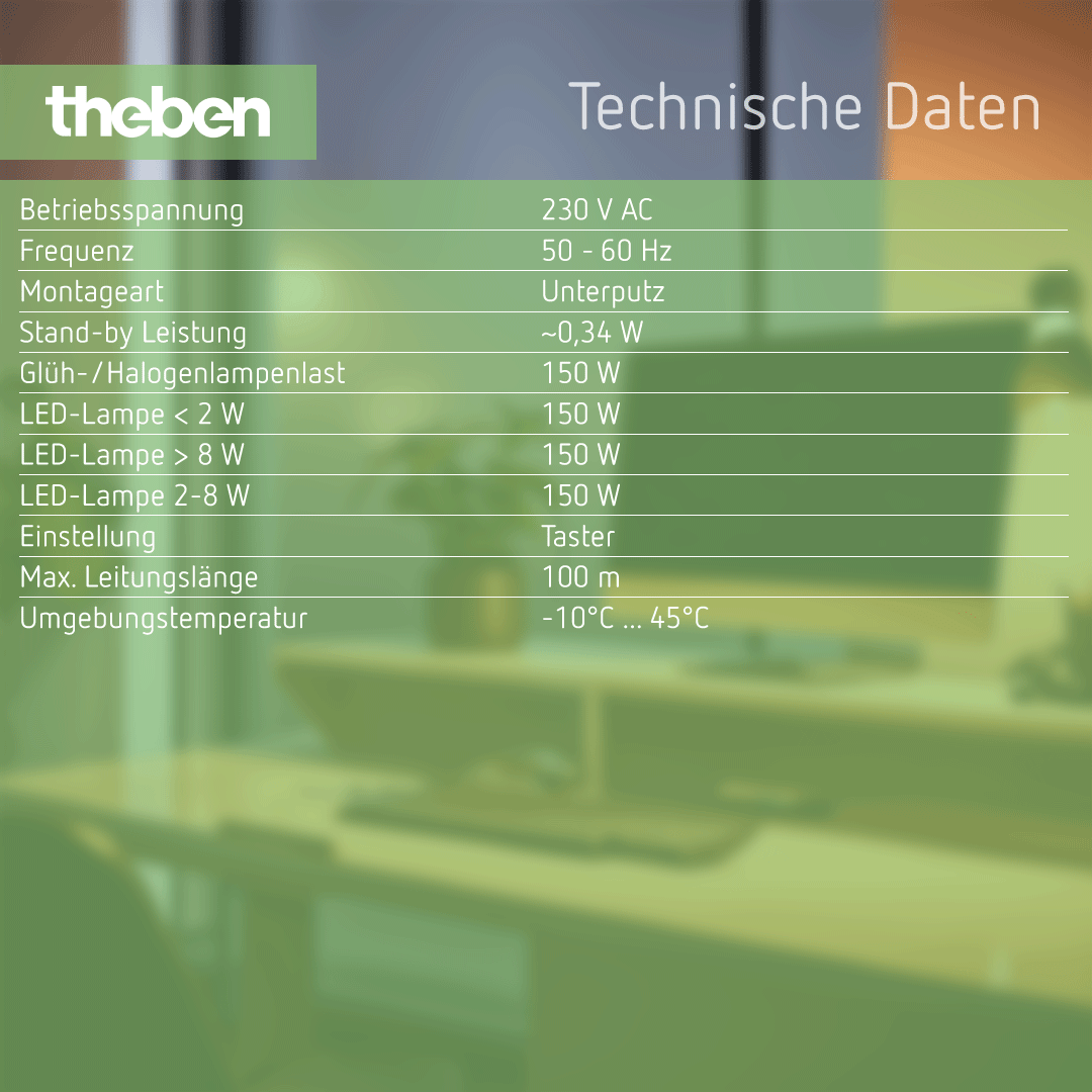 Datenblatt Theben DIMAX 540 plus B – UP-Dimmer für Glüh-/Halogen-/LED-Lampen, ohne Neutralleiter