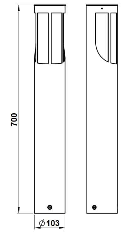 Albert 692265 Edelstahl-Pollerleuchte, Höhe 0,7m, E27