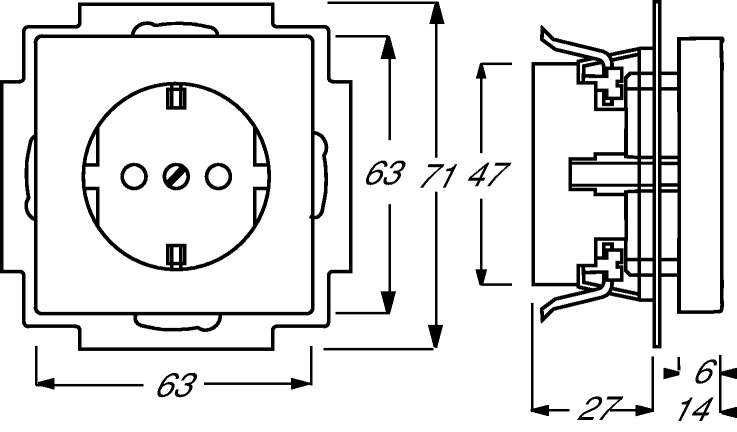 Busch-Jaeger 2300 EUCB-84 Schutzkontakt-Steckdose Safety+ mit Schraubklemmen,  mit erhöhtem Berührungsschutz, mit Befestigungskrallen, studioweiß glänzend, Plattform 63