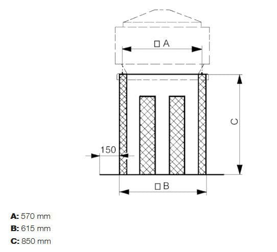 Maico SD 31 Sockel-Schalldämpfer für saugseitige Geräuschreduzierungvon Dachventilatoren, DN 315 mm