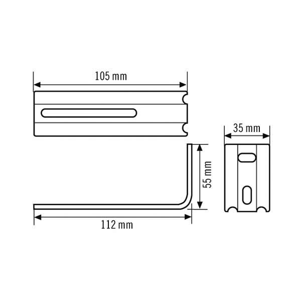 ESYLUX EN10077289 Wandmontagewinkel für Einzelbatterie-Notleuchten der Serie SLX/ELX