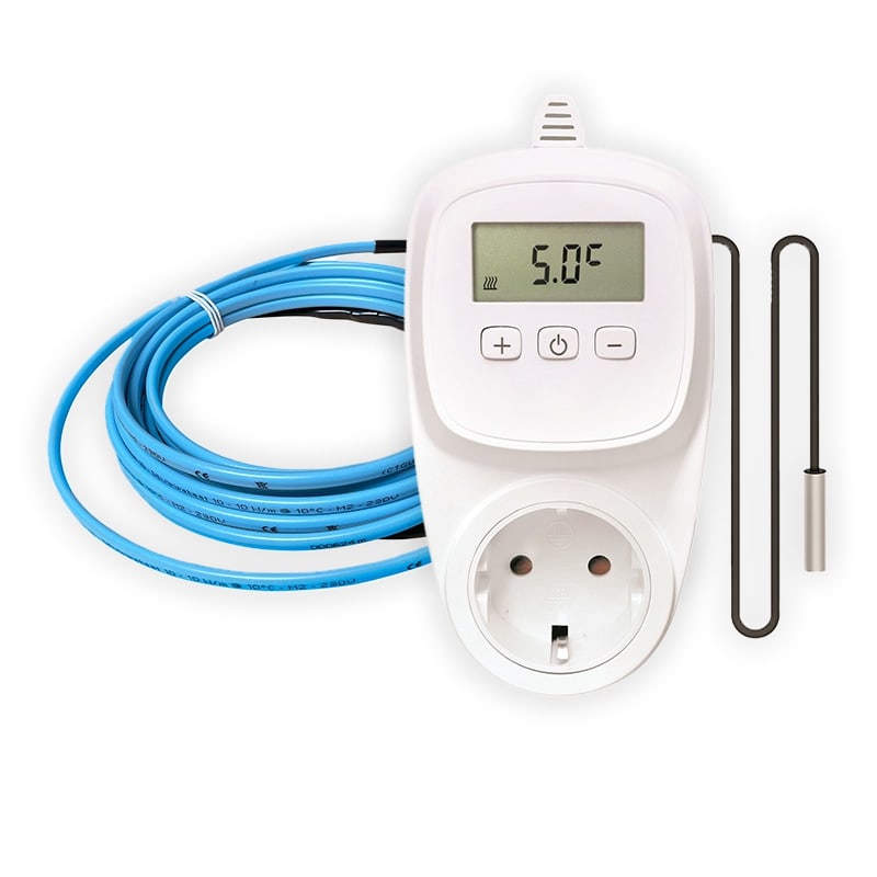 Devi E24-140F1134-4 DEVIreg™ Plug-in Steckbares Elektronik Thermostat + 4 m Pipeheat DPH-10 V2 Rohrheizung