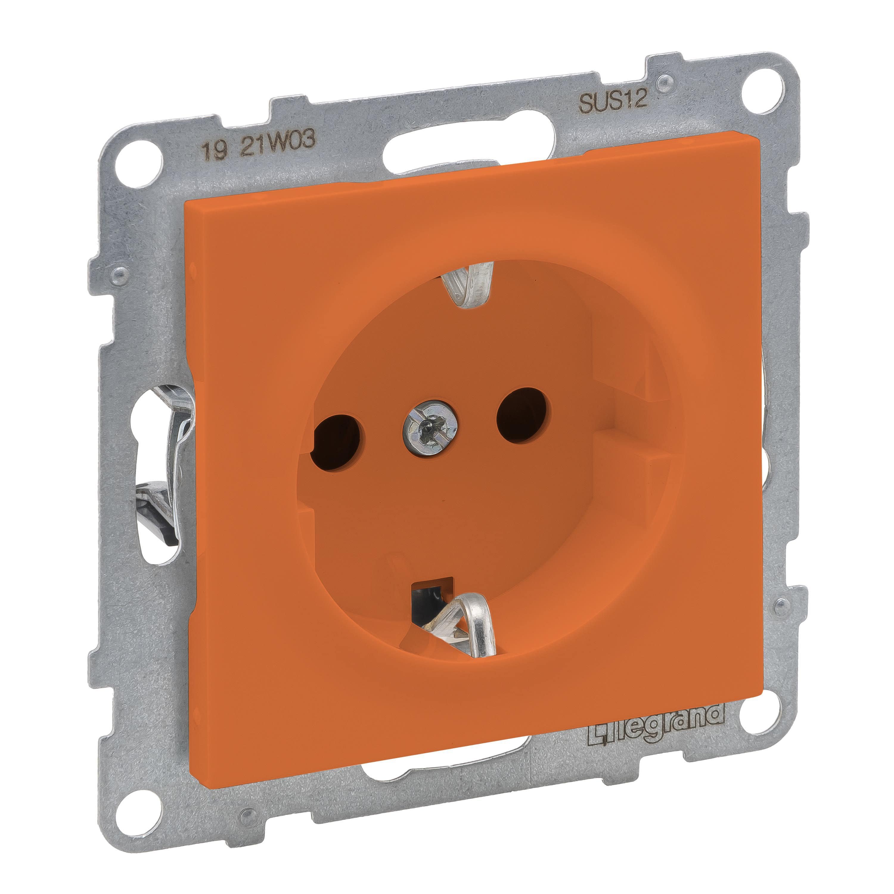 Legrand 765422 SEANO Schutzkontakt-Steckdose, Steckklemmen, 16 A, 250 V, mit erhöhtem Berührungsschutz, orange