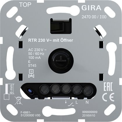 Gira 247000 Einsatz Raumtemperaturregler 230 V~ mit Öffner