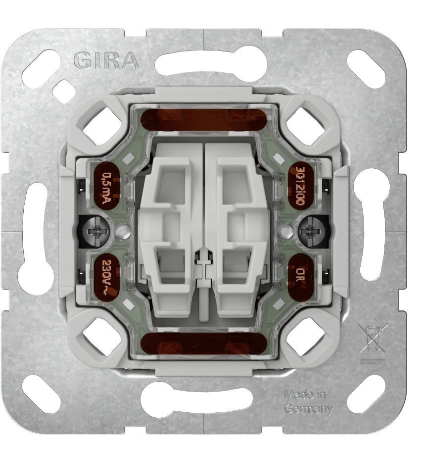 Gira 313500 Tast-Kontrollschalter 10 AX 250 V~ Serienschalter mit Befestigungskrallen