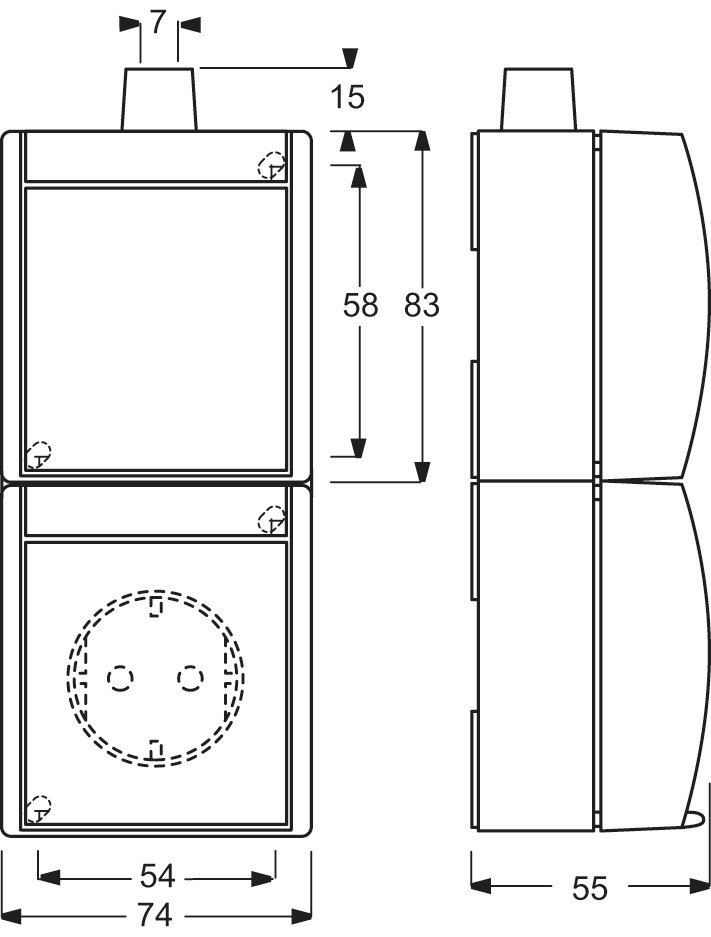 Busch-Jaeger 2601/5/20EW-53-503 Kombination Steckdose/ Serienschalter, Aufputz IP44, grau / blaugrün