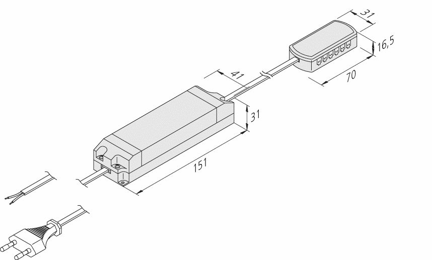 Hera 20604001201 LED-Trafo 24V/30W mit Eurostecker