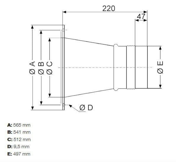 Maico ELA 50 Ex Elastischer Verbindungsstutzen zur schall- und vibrationsgedämpften Verbindung von Lüftungsleitungen, für den Einsatz in explosionsgefährdeten Bereichen geeignet, DN 500