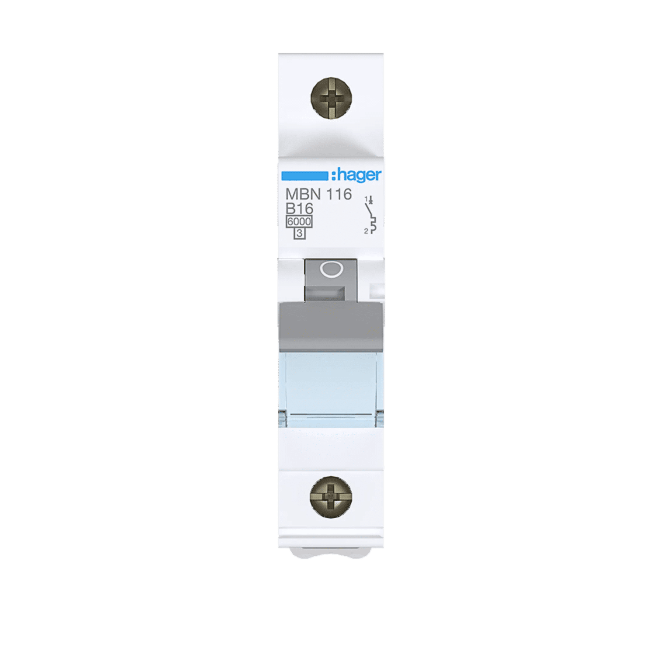 Hager MBN116 Leitungsschutzschalter, Sicherungsautomat, 16A, 1-polig, 1 TE, 6kA, B-Charakteristik