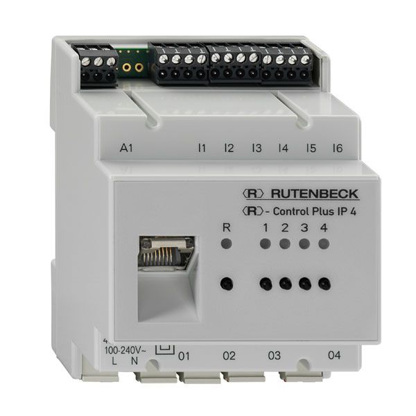 Rutenbeck 700802615 IP-Schaltaktor/Sensor, 4 x 16 A , 1 A/D-Eingang, mit Netzwerkanschluss, REG-Montage, lichtgrau