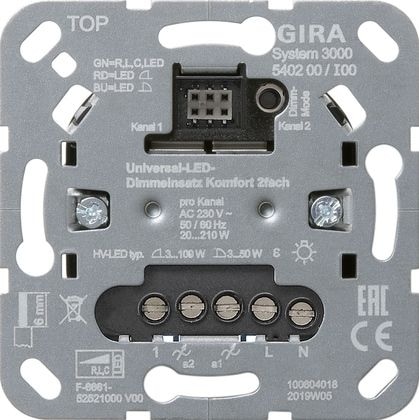 Gira 540200 System 3000 Universal-Tastdimmeinsatz Komfort 2fach