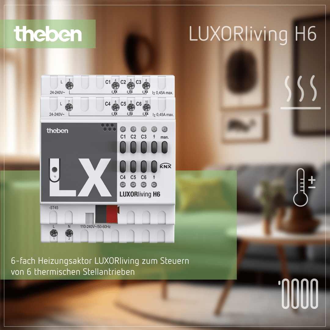 Theben LUXORliving H6 Heizungsaktor zur intelligenten Regelung der Heizsysteme im Smart Home