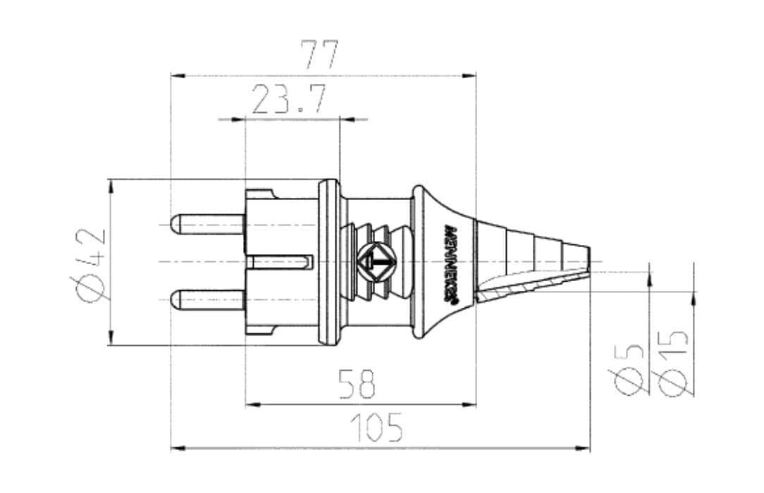 Mennekes 10838 Schutzkontakt-Stecker mit Kabelknickschutz