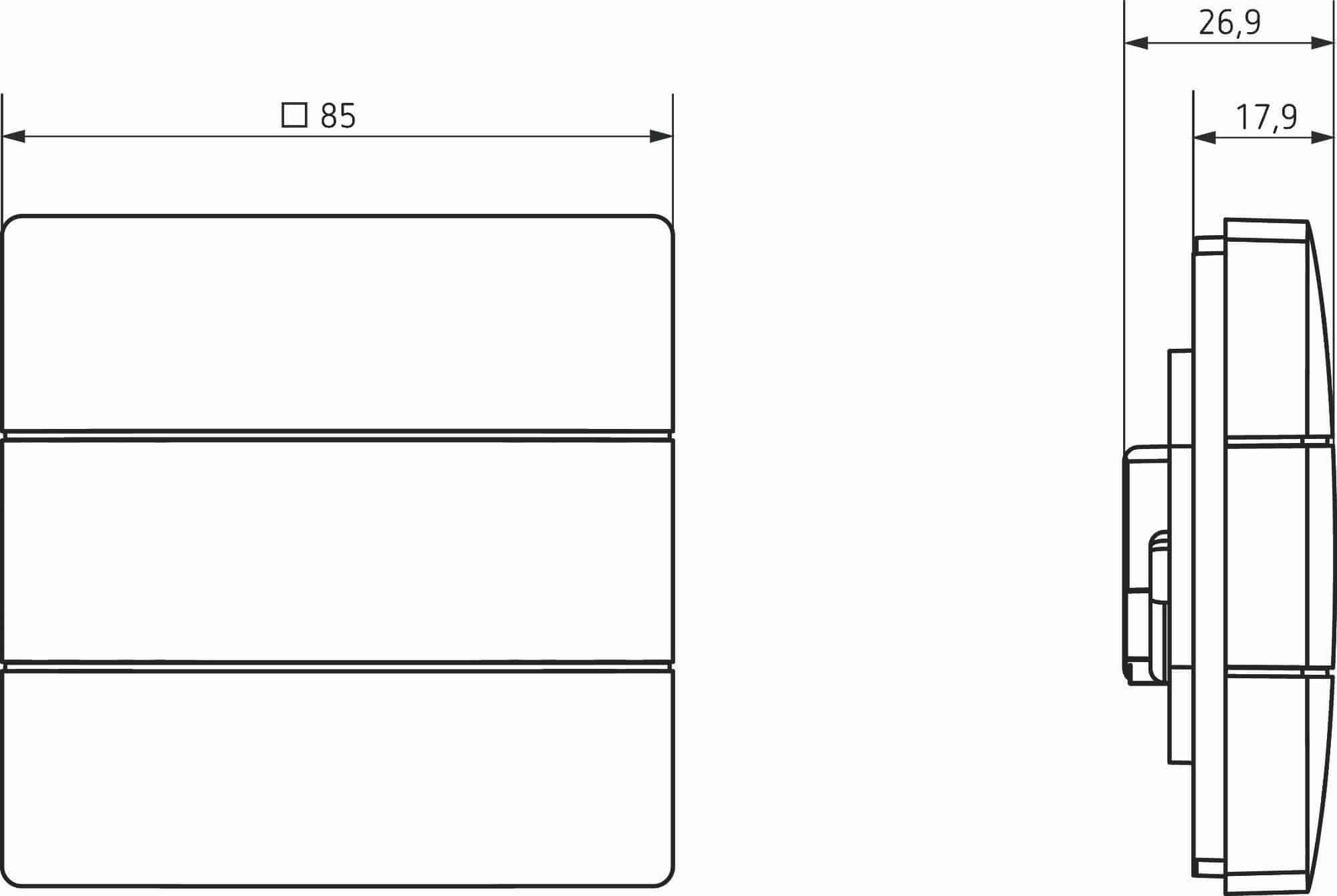 Theben 4969268 iON 108 SR KNX-Raumcontroller, integrierter Temperaturregler, KNX Data Secure, Farbe silber