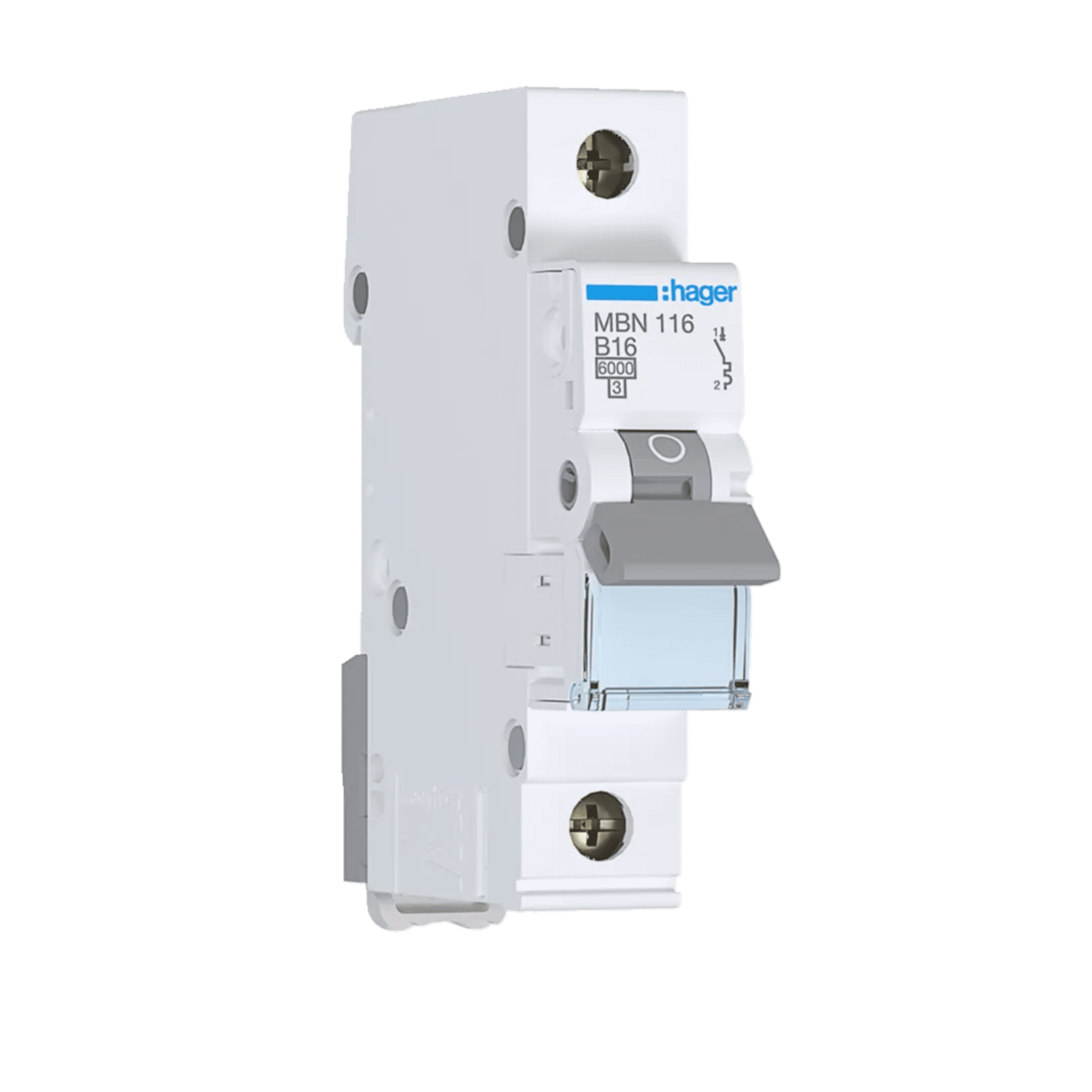 Hager MBN116 Leitungsschutzschalter, Sicherungsautomat, 16A, 1-polig, 1 TE, 6kA, B-Charakteristik