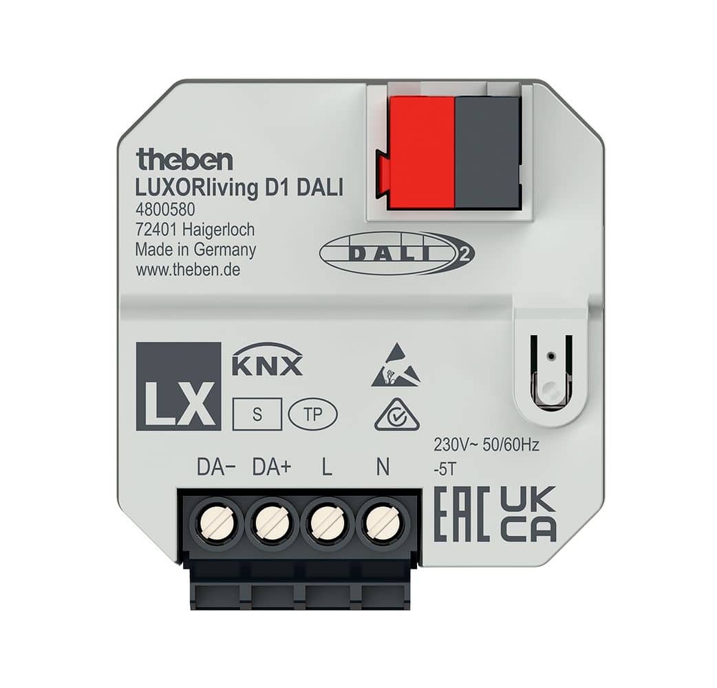 Theben 4800580 LUXORliving D1 DALI, 1-fach DALI TP Aktor, Unterputz, Schnittstelle DALI-/KNX Bus-System