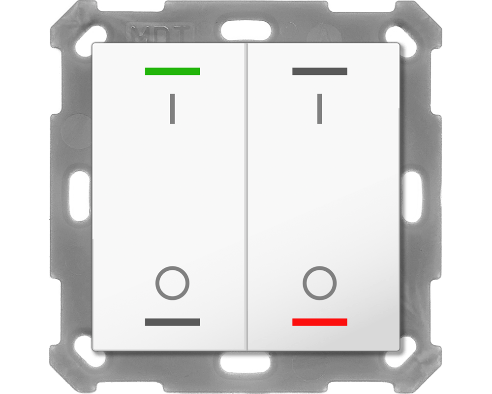 MDT BE-TAL5502.B1 KNX Taster Light 55 2-fach, RGBW, Reinweiß glänzend, Schalten