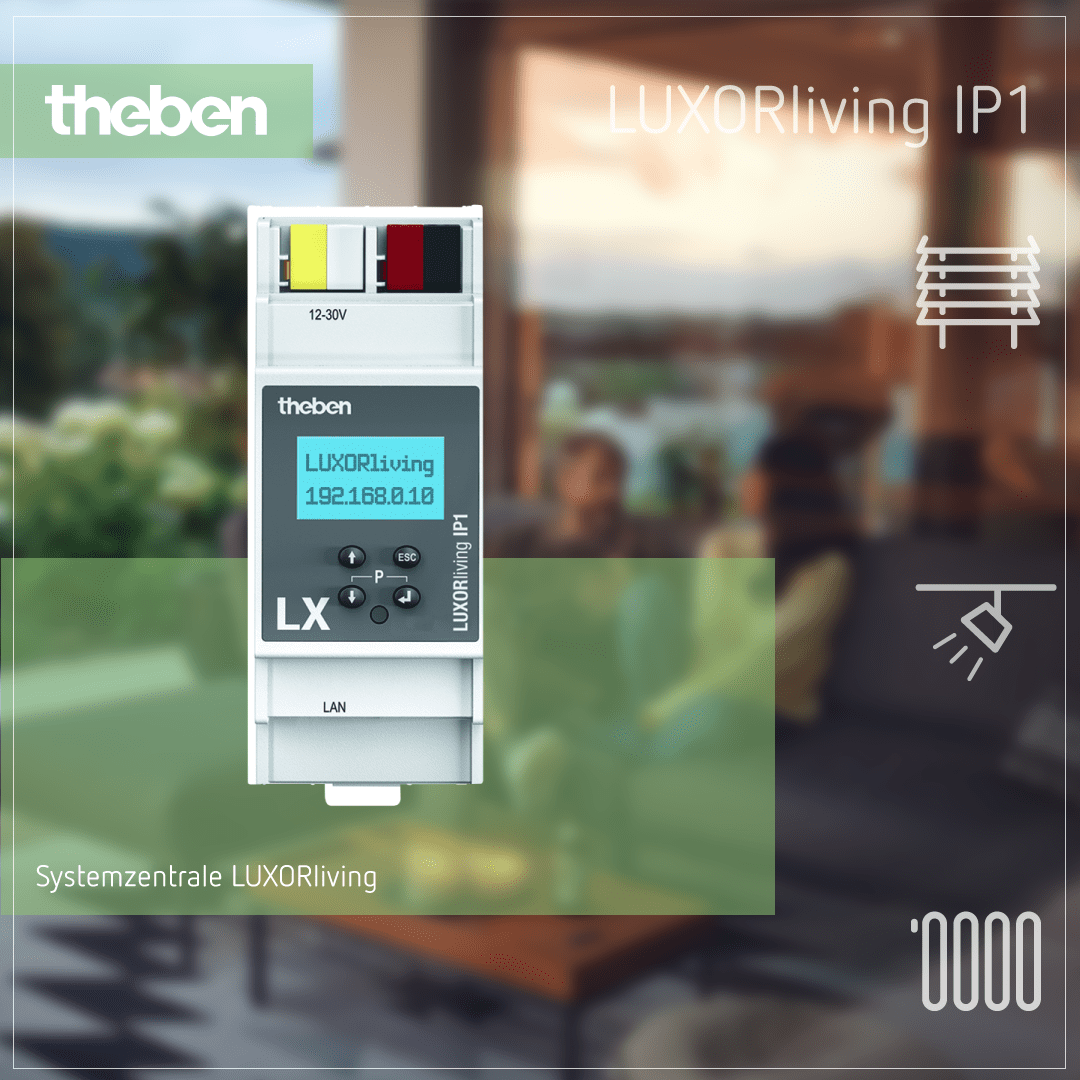 Theben LUXORliving IP1 Systemzentrale für einfache Steuerung von Smart-Home-Systemen.