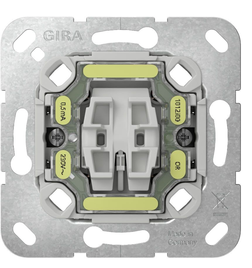 Gira 382200 Wipp-Kontrollschalter 10 AX 250 V~ mit orangem LED-Beleuchtungselement 230 V~ Ausschalter 2-polig ohne Befestigungskrallen