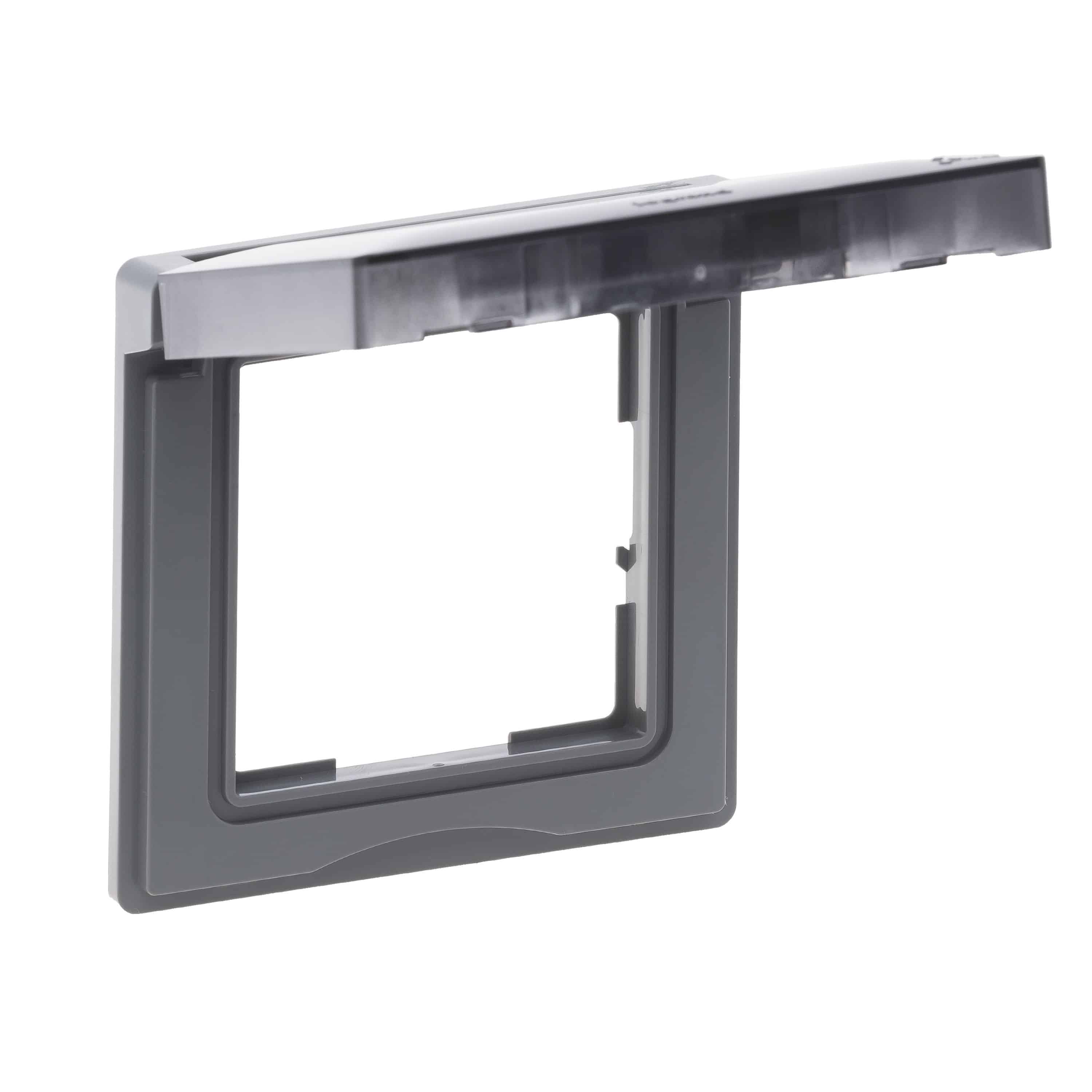 Legrand 765244 SEANO 1-fach Rahmen mit Klappdeckel für Standardeinsätze zur Erhöhung der Schutzart auf IP44, aluminium lackiert