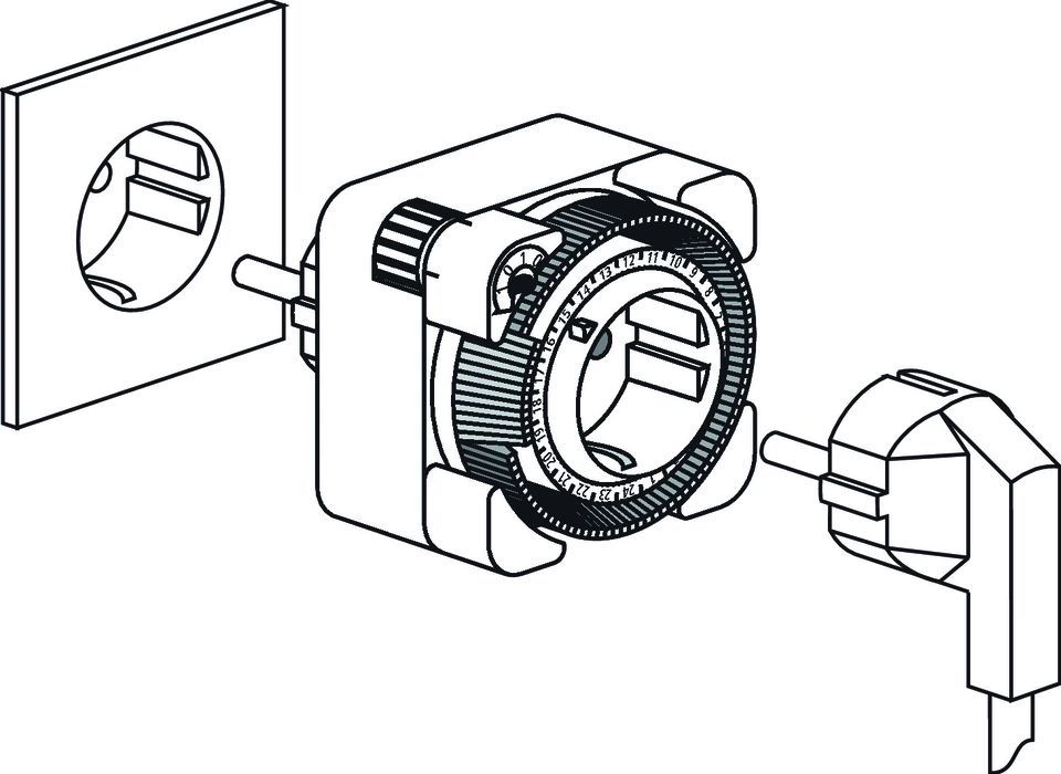 Theben 0260833 theben-timer 26 safety-plus Zeitprogrammstecker 24 Std. mit erhöhter Berührungsschutz, weiß